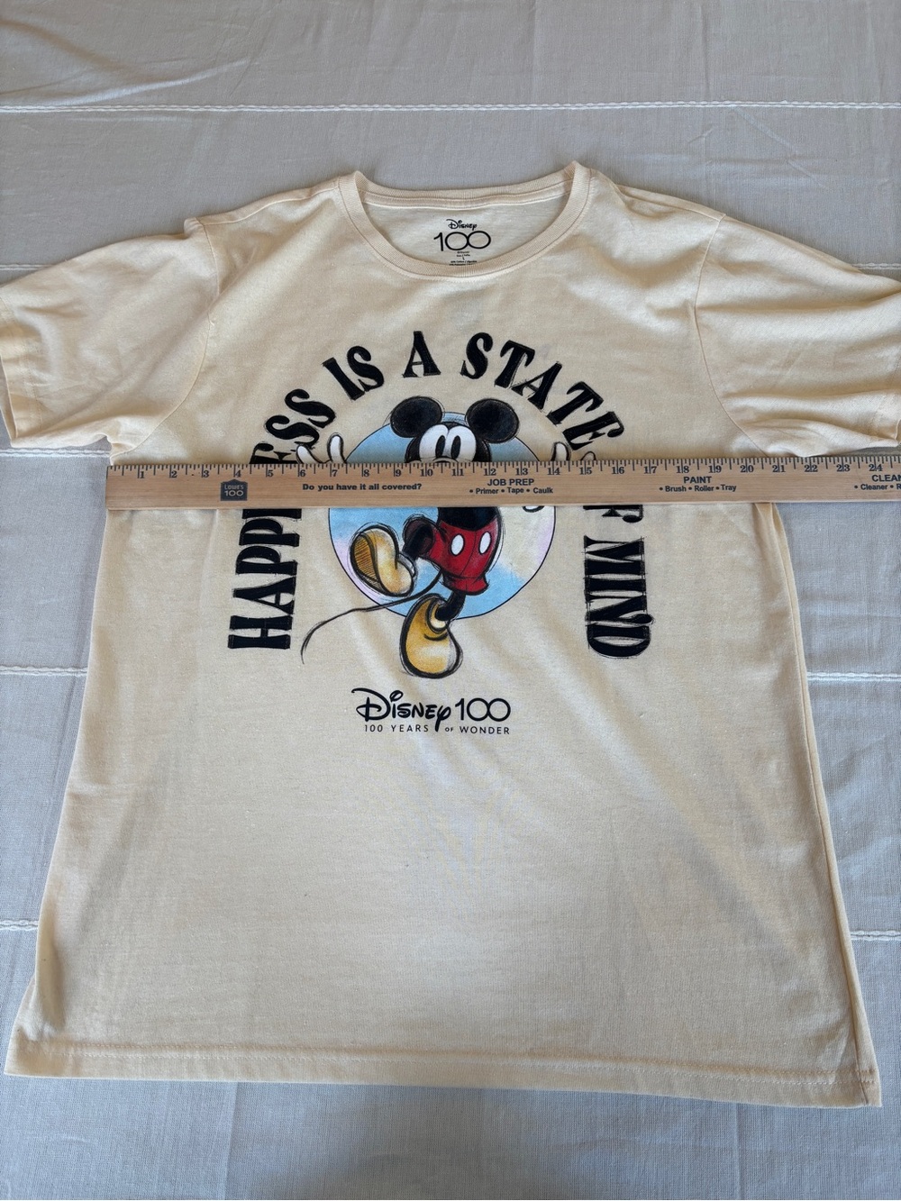 Disney Cream Mickey Mouse 'Happiness Is A State Of Mind' Kids Tee - Picture 4 of 5